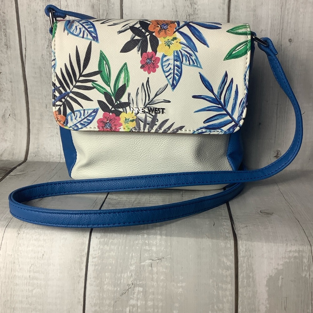 Nine West cross body blue and white tropical bag
